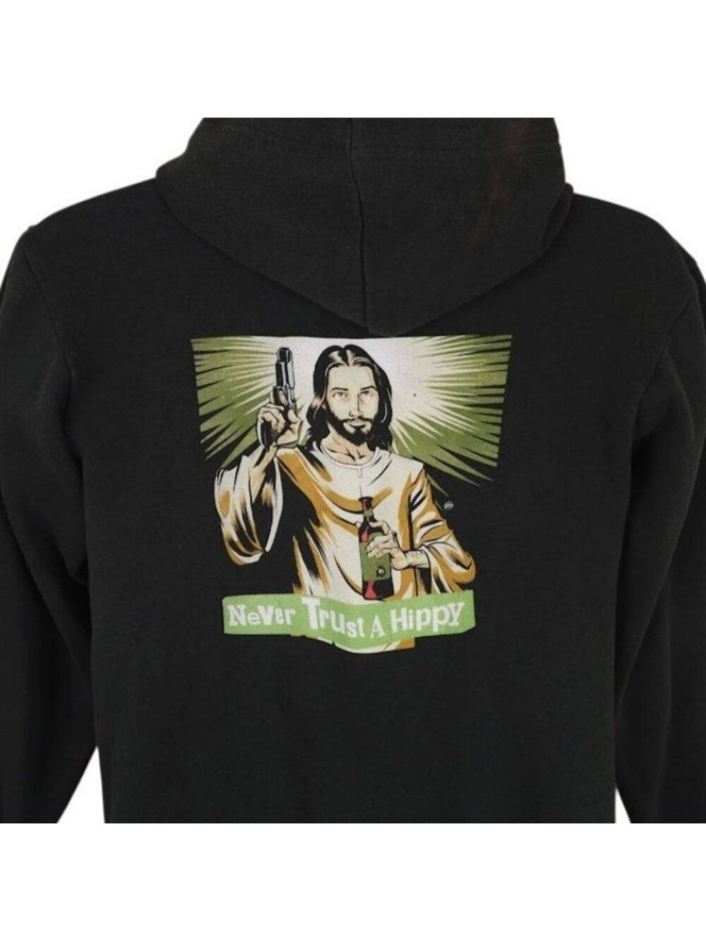 Vintage NOFX Sweatshirt Hoodie Mens Size XS Black Y2K Never Trust A Hippy Zip Up